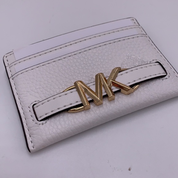 MICHAEL KORS Reed Large Pebbled Leather Card Holder Case Optic White NWT - Picture 2 of 10